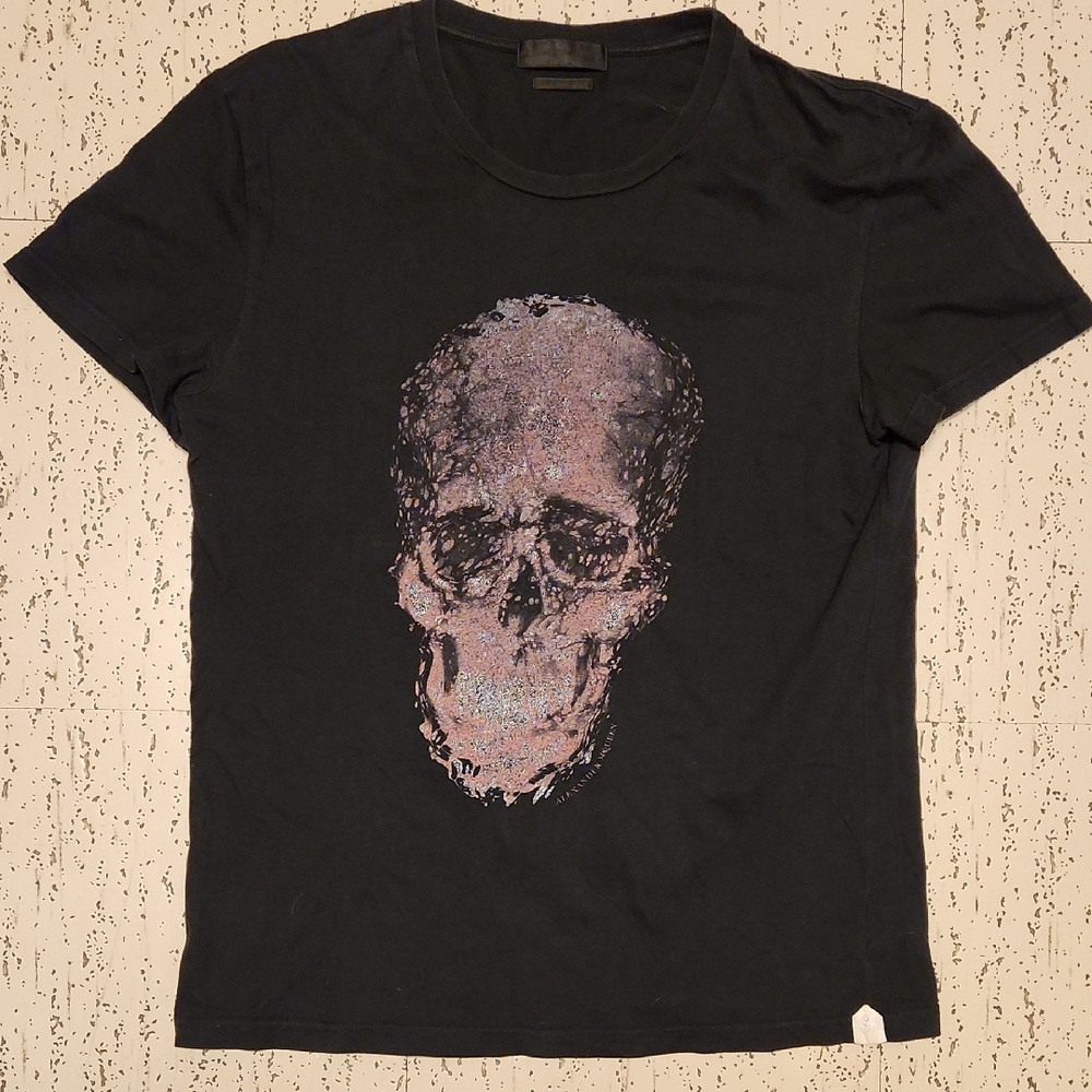 Alexander Mcqueen Black Big Distrorted Skull Graphic Crewneck T-Shirt